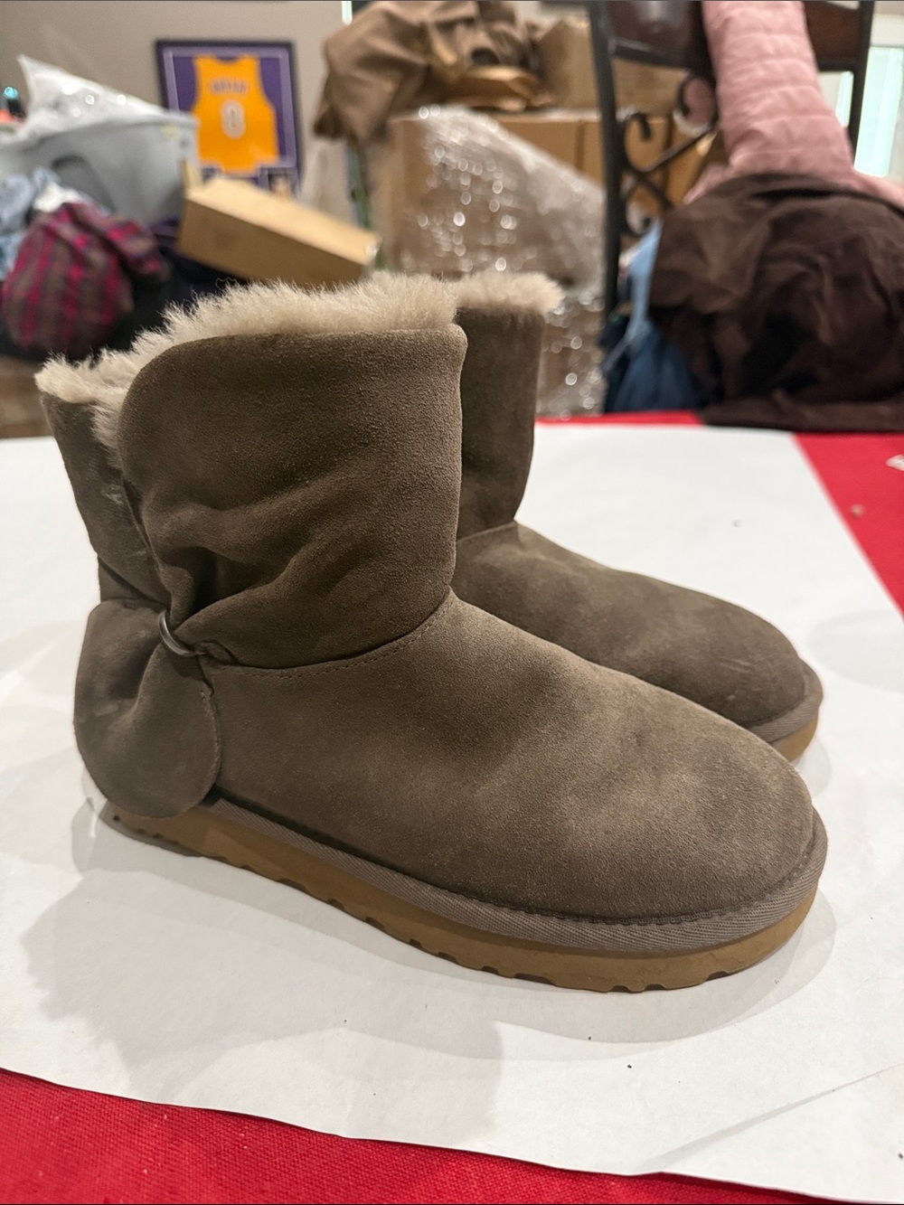 UGG Chestnut Suede Shearling-Lined Ankle Boots